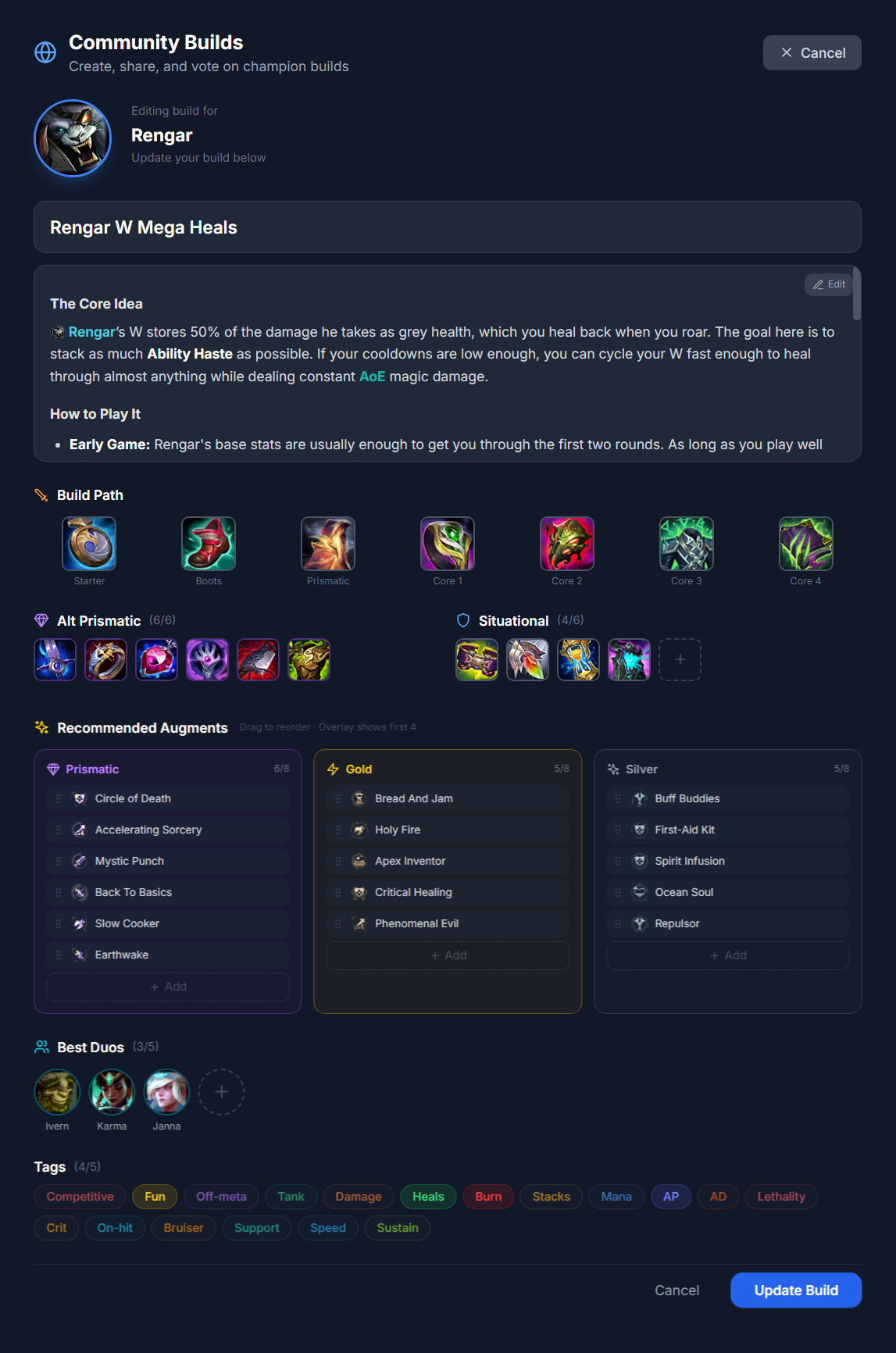 Creating a custom Arena build